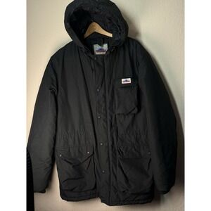 Penfield Parka Jacket Men's XL Black Hooded Winter Coat Mountain Logo Warm